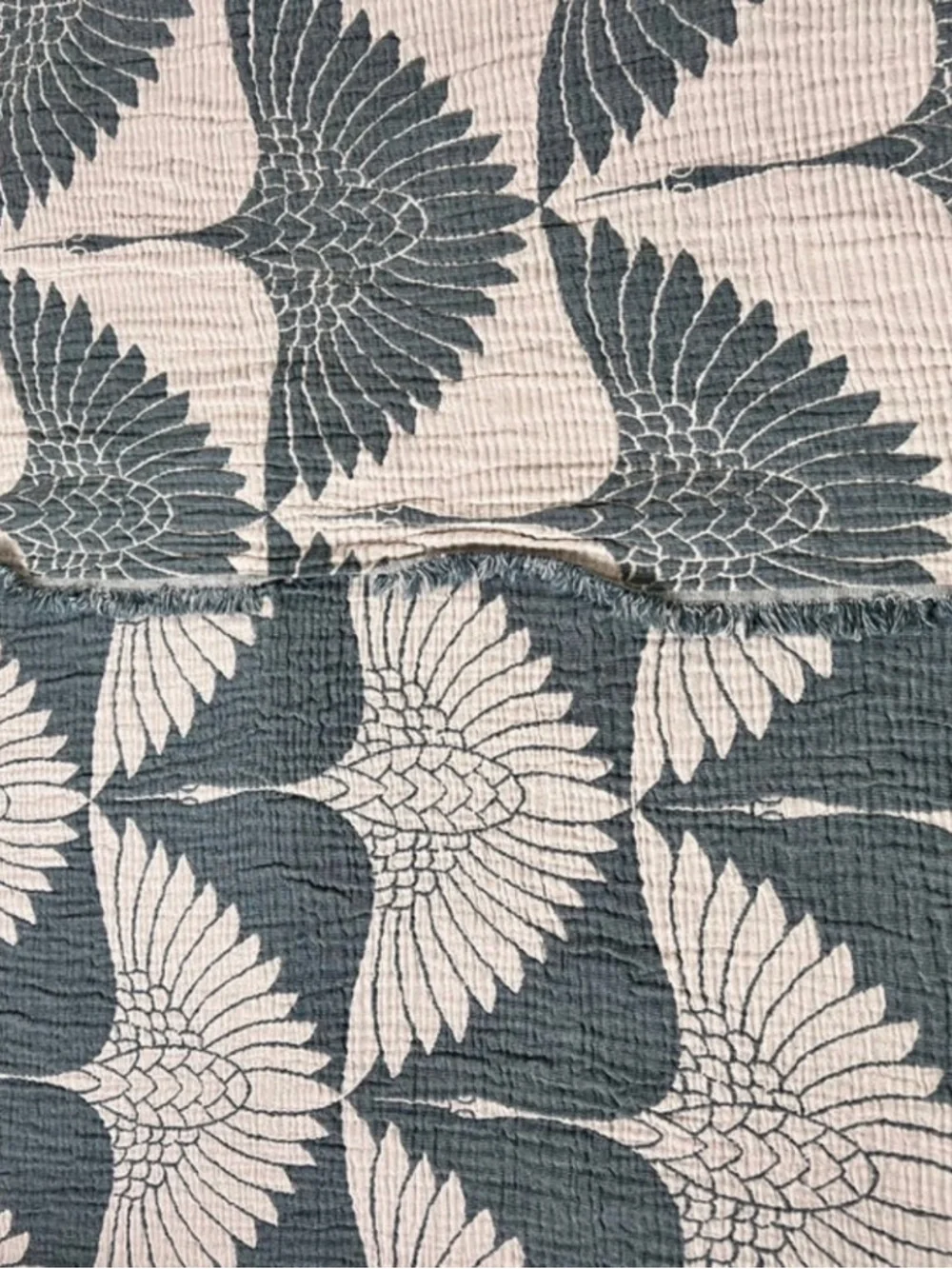 Woven Crane Throw Blanket • 55x77 • Reversible Cotton • Birmingham Drop